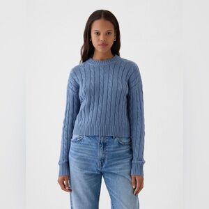 NWT Gap Blue Cable-Knit Cropped Sweater - Size Small Tall